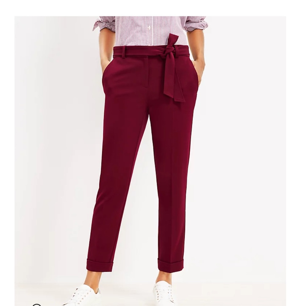 Devin tie waist slim pant— LOFT